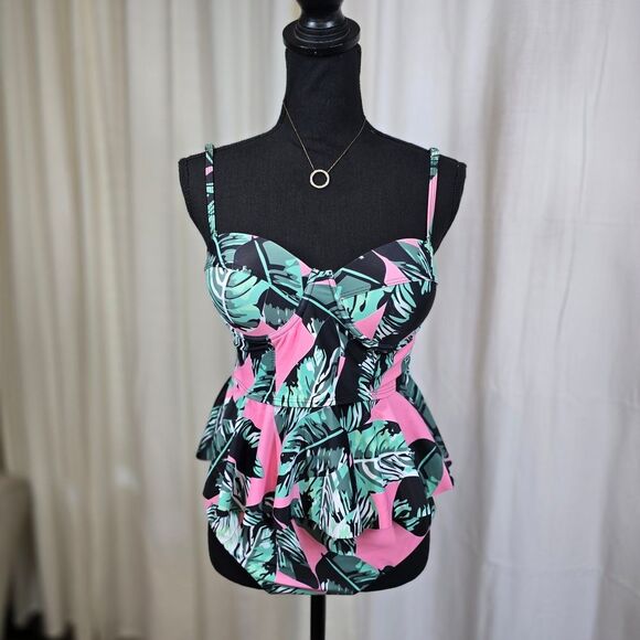 Tropical Print Bikini Top High Waist Bottom - Picture 3 of 13